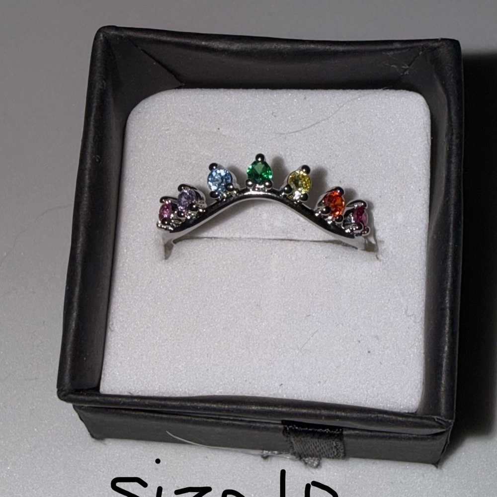 Multicolor Gemstone Silver Ring - image 1